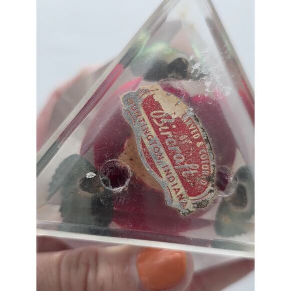 Vintage Red Rose Paperweight Acrylic Gorgeous Bircraft Lucite Cube Clear - Picture 6 of 8